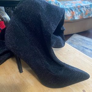 Over the knee black shimmer boot - size 6